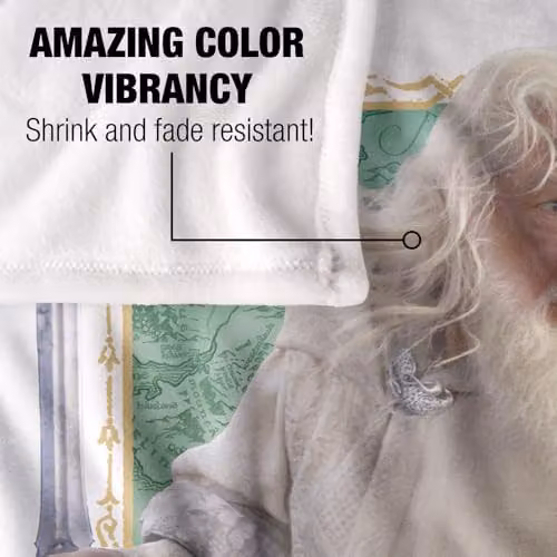 Warner Bros. Lord of the Rings Gandalf Silky Touch Super Soft Fleece Throw Blanket, Multicolour, W: 127.0 cm, H: 152.4 cm – 2