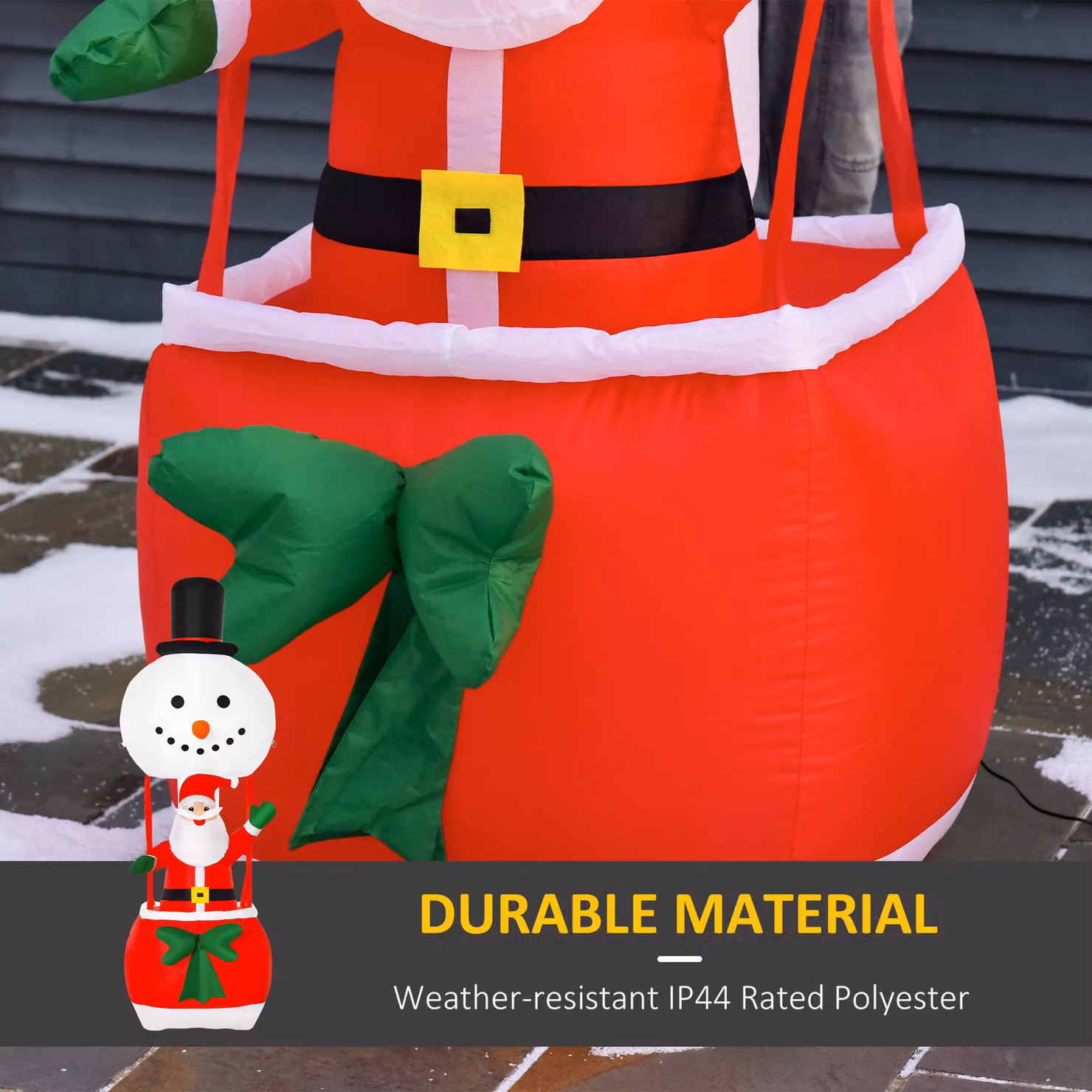 HOMCOM 2.5m Christmas Inflatable Decoration featuring Santa Claus on a Snowman Hot Air Balloon in Multicolour – 3