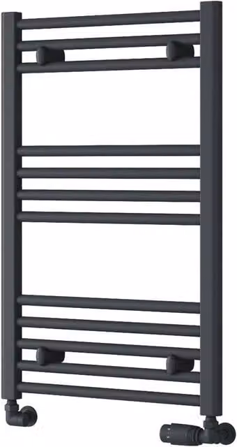Bathroom Kingdom Capo Anthracite Straight Heated Towel Rail, Grey, W: 80 cm, D: 50 cm – 1
