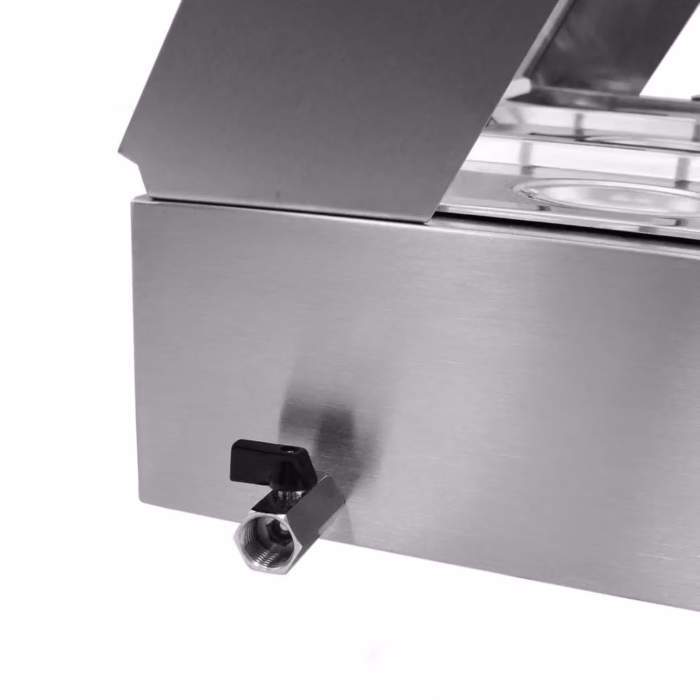 KuKoo 5 Pan Wet Well Bain Marie in Silver Stainless Steel and Glass – 3