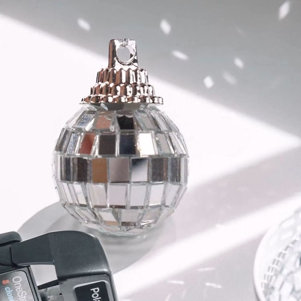 SPETLEK 12-Piece Silver Disco Christmas Mirror Ball Glass Baubles, W/D/H: 100 x 15 x 15 cm – 2