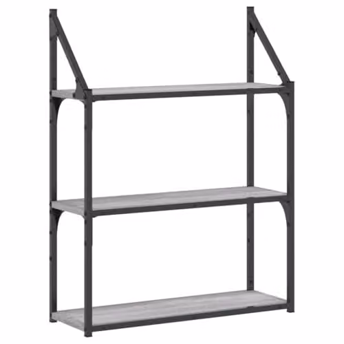 vidaXL 3-Tier Wall Mounted Shelf in Grey, W: 60 cm, D: 21 cm, H: 78.5 cm