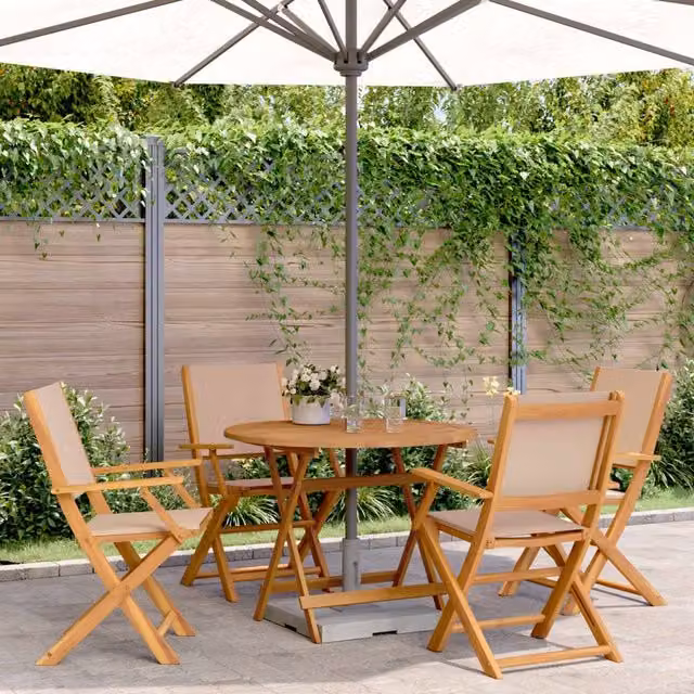 Berkfield Home 5 Piece Garden Dining Set in Taupe Beige Acacia Wood – 1