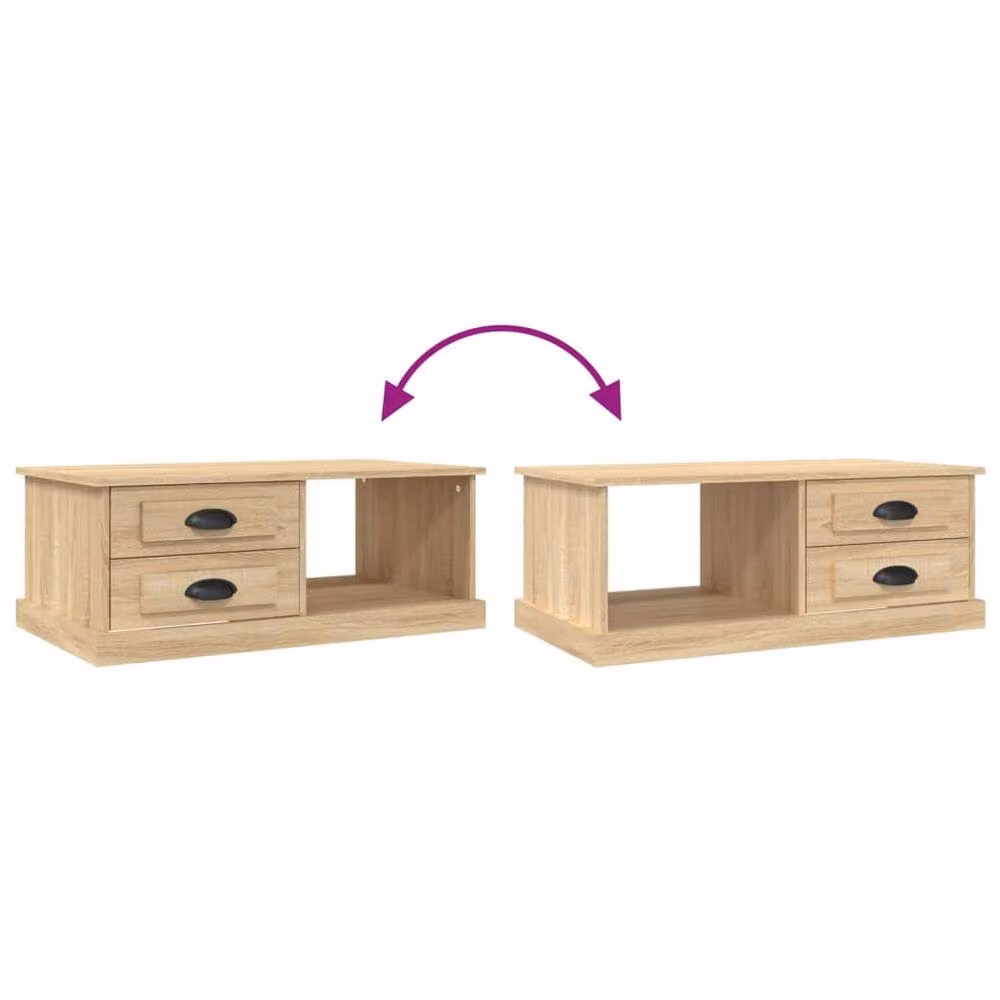 Berkfield Home Sonoma Oak Coffee Table in Light Brown, W/D/H: 90 x 50 x 35 cm – 2