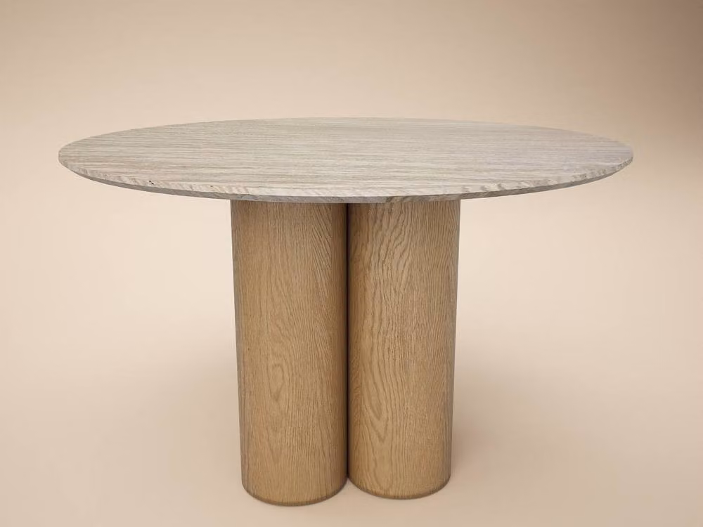 Solace+Co Deko Round Sintered Stone Dining Table in Black or Beige, Diameter: 120 cm, Height: 75 cm – 3