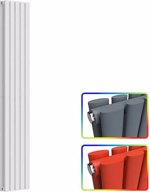 Lux Heat Oval Double Vertical Radiator in Custom Painted Little Greene Colours, H: 160 cm, W: 30 cm