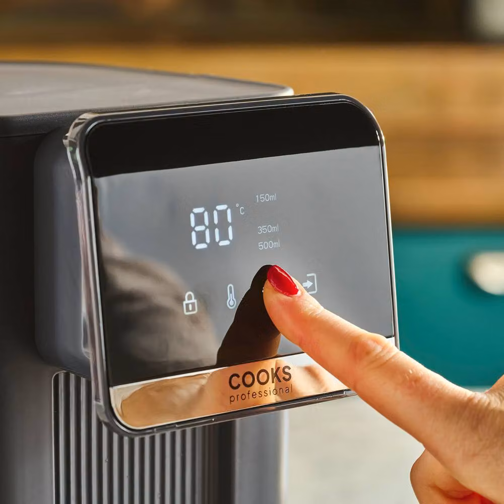 Cooks Professional 2.5L Digital Hot Water Dispenser with Touch Display and Removable Tank in Grey – 3
