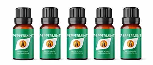 Aroma Energy Peppermint Pure Essential Oil, 10ml (5 x 10ml Bottles), Green