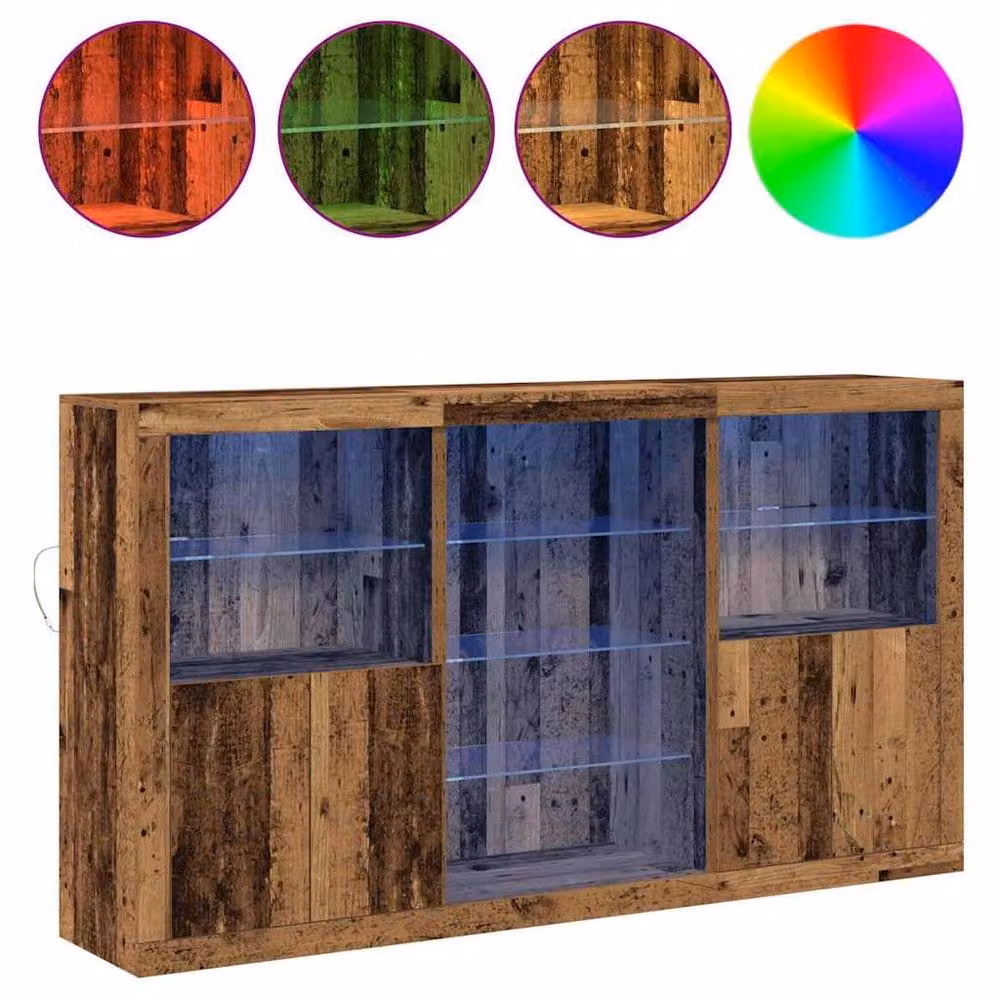 Berkfield Home Rustic Brown Engineered Wood Sideboard with Integrated LED Lights, W: 181.5 cm, D: 37 cm, H: 100 cm – 4