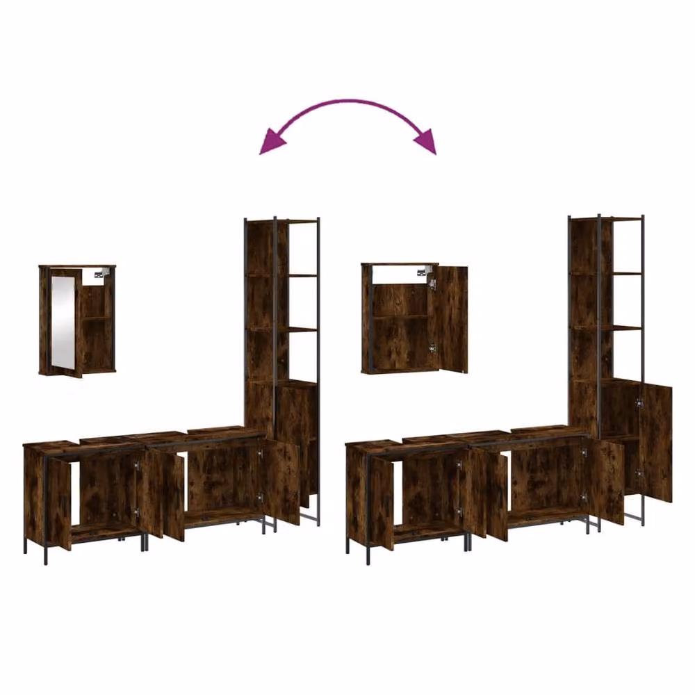 Berkfield Home 4 Piece Industrial Bathroom Furniture Set in Smoked Oak Brown – 4