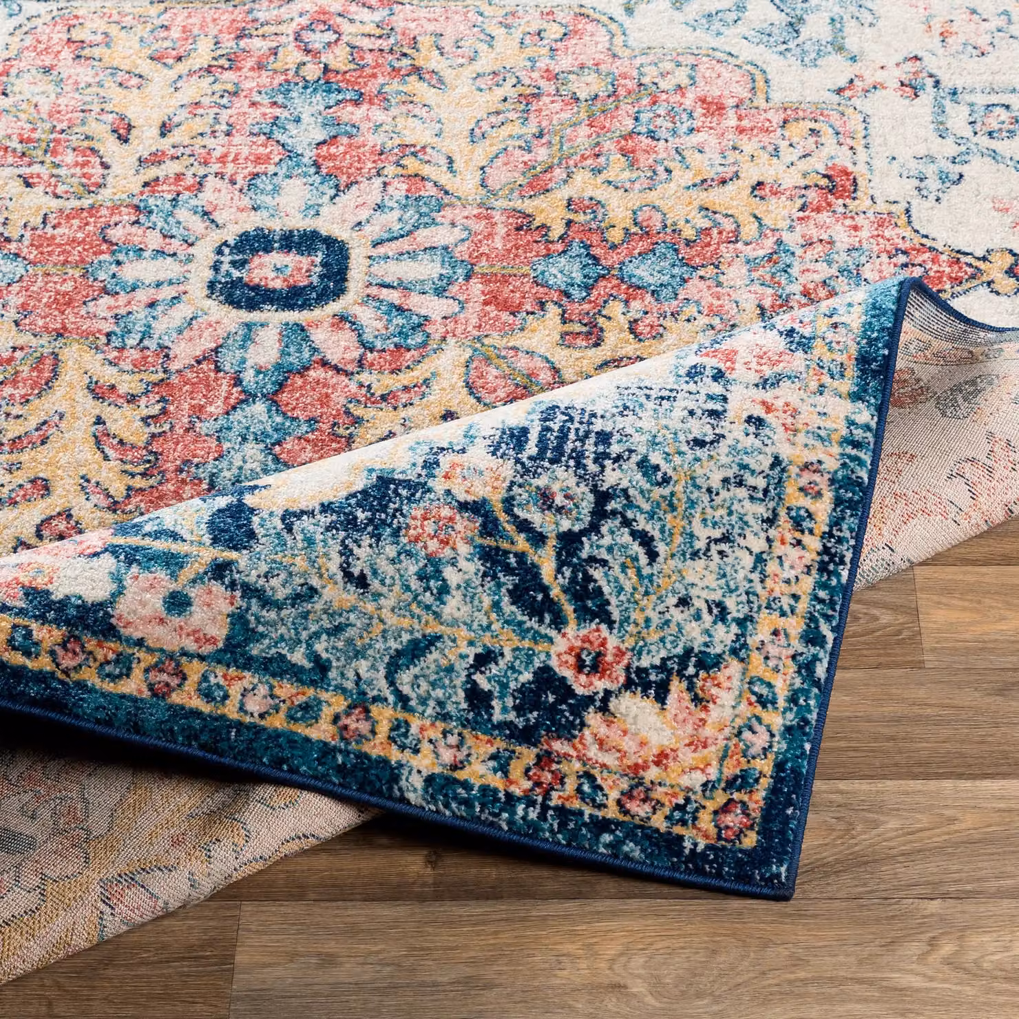 Livabliss Murat Vintage Boho Traditional Rug in Blue, Yellow and Grey, W: 200 cm, D: 275 cm – 3