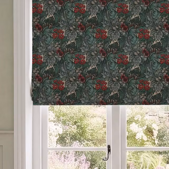 HOUSE Llewelyn-Bowen Hedgerovia Printed Velvet Made To Measure Roman Blind in Rosetint