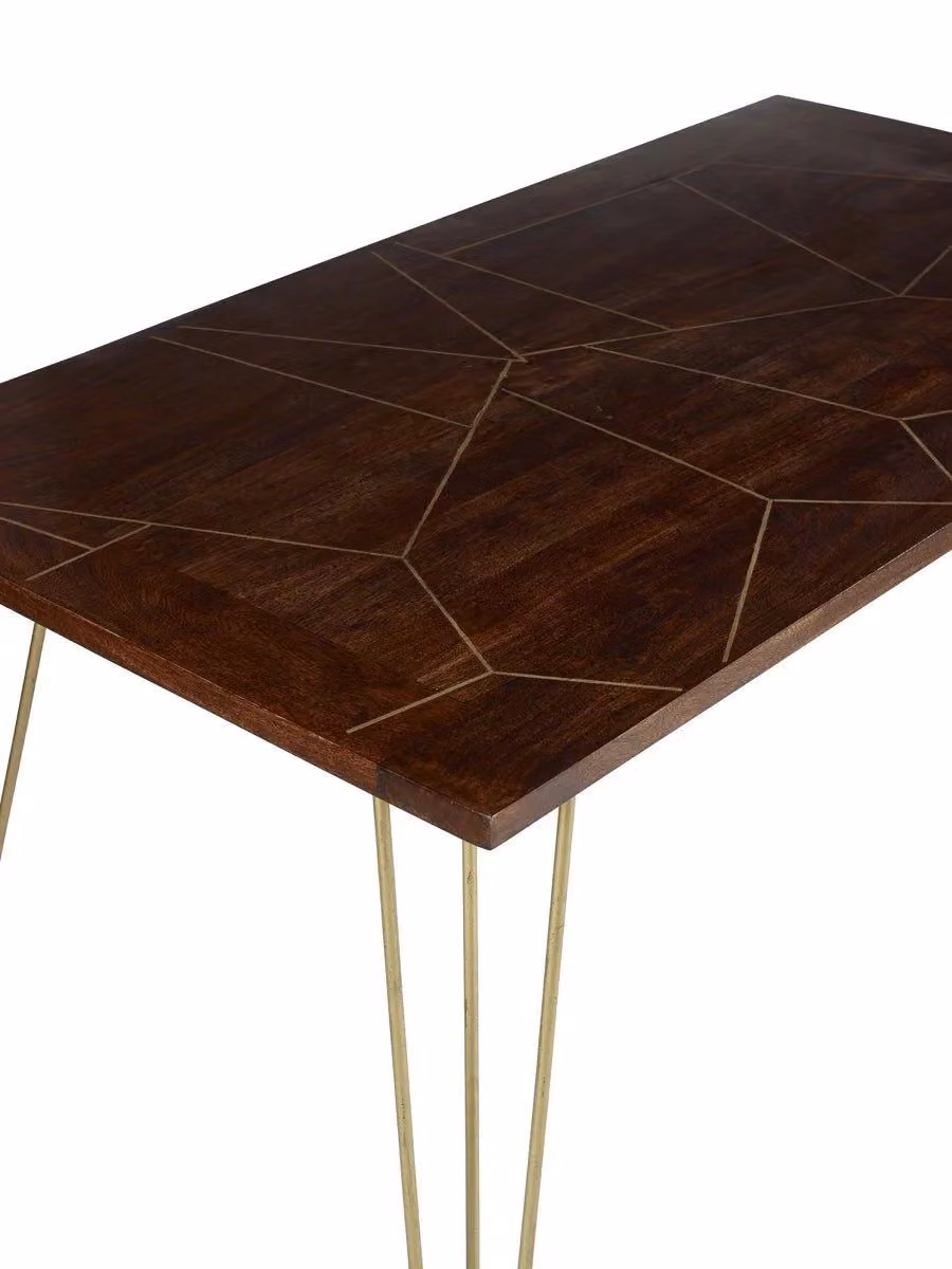 IH Design Deiondre Rectangular 6 Seater Dining Table in Dark Mango and Brown – 3