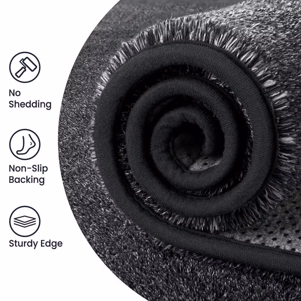SPETLEK Extra Large Dark Grey Short Pile Soft Fluffy Anti-Slip Rug – 3