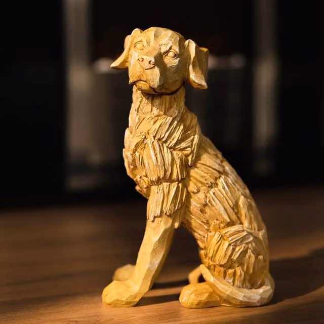 Garden Mile Brown Wooden Effect Dog Garden Ornament