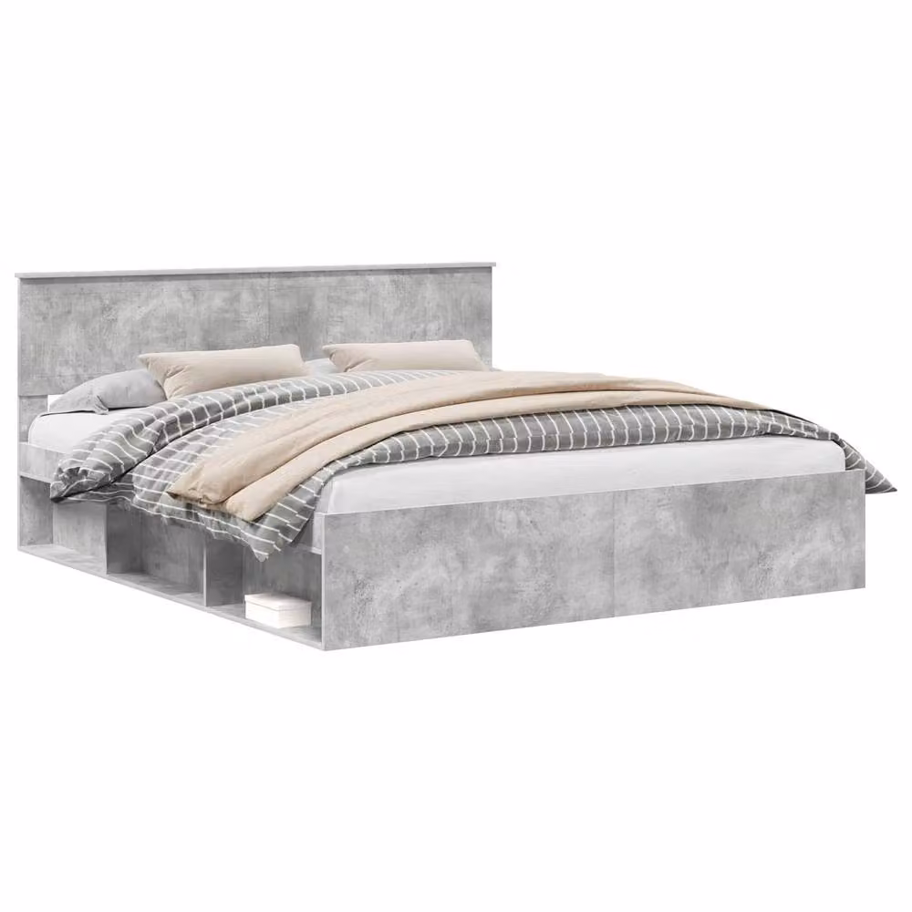 Berkfield Home Modern Bed Frame with Headboard in Grey Solid Pine Wood and MDF, W/D/H: 180 x 200 cm – 2