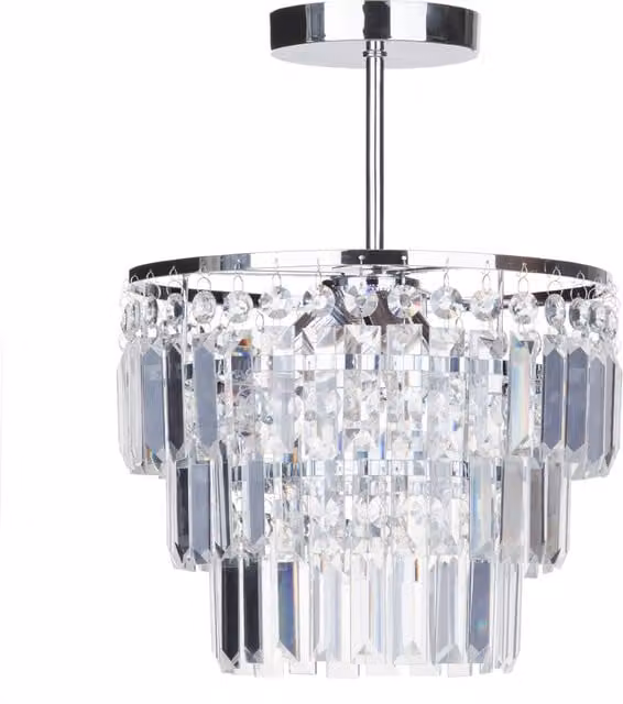 Litecraft Modern Chrome and Crystal Ceiling Light