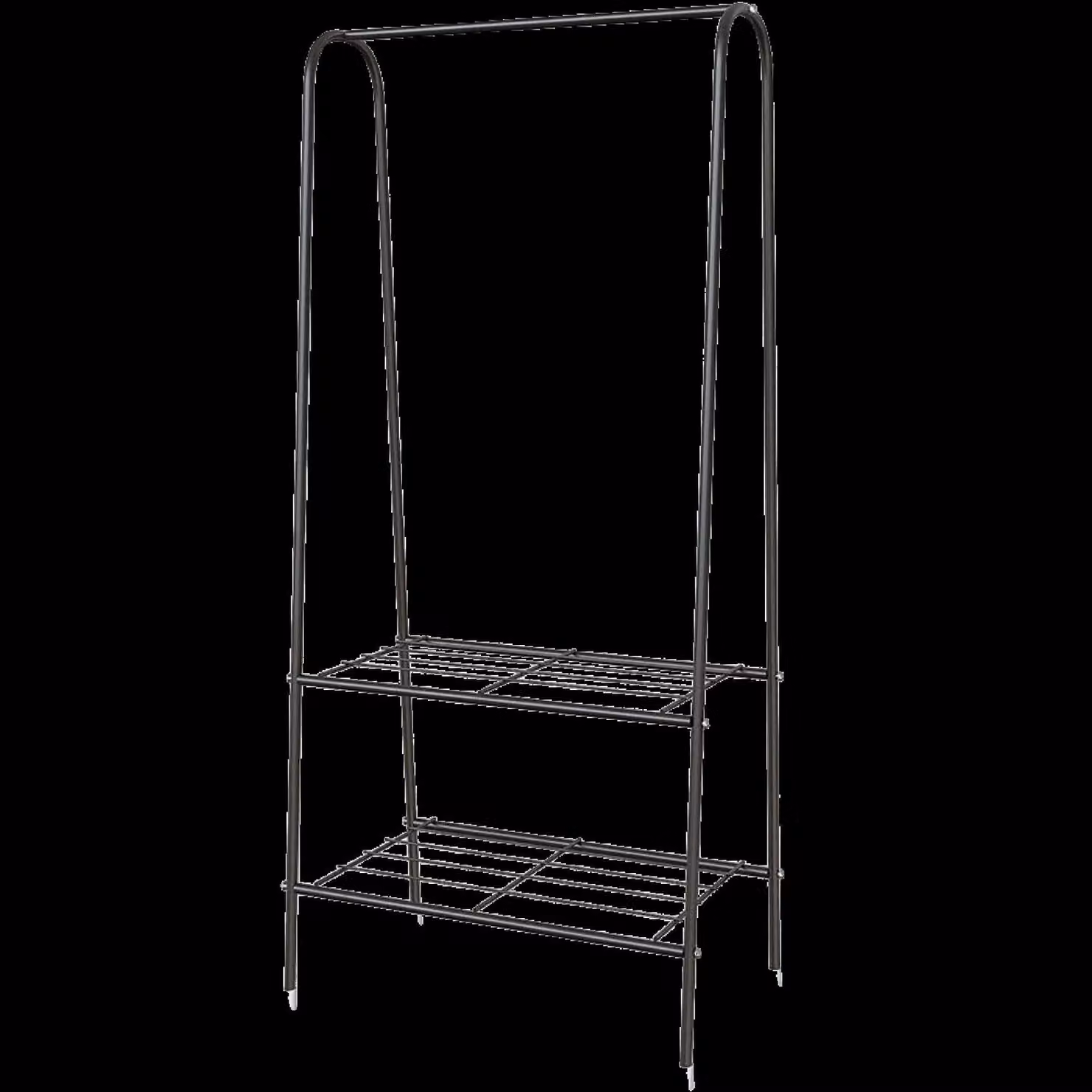 FURNOS Heavy Duty Metal Clothes Rail Open Wardrobe with 2 Shelves in Matt Black, W/D/H: 153 x 36 x 36 cm – 2