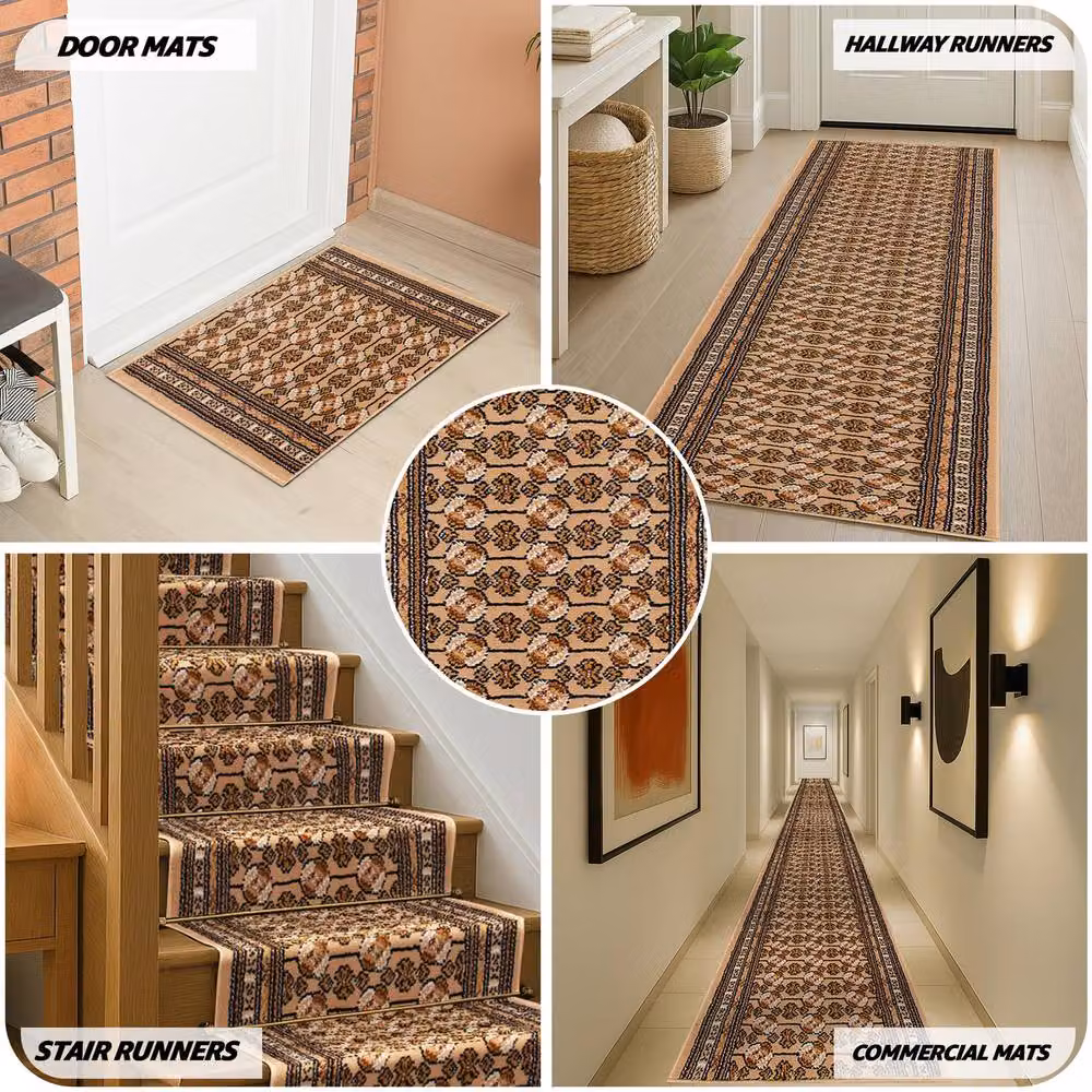 Bravich LTD Bokhara Traditional Non-Slip Hallway Runner Rug in Beige, W/D: 60 x 150 cm – 6