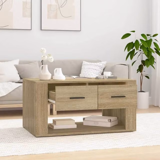 Berkfield Home Sonoma Oak Decorative Coffee Table in Light Brown, W/D/H: 80 x 50 x 40 cm – 1