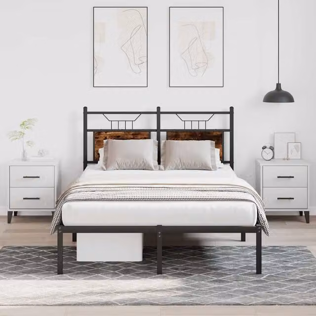Berkfield Home Small Double Bed Frame in Smoked Oak Brown, Engineered Wood, W/D/H: 120 x 190 cm – 1