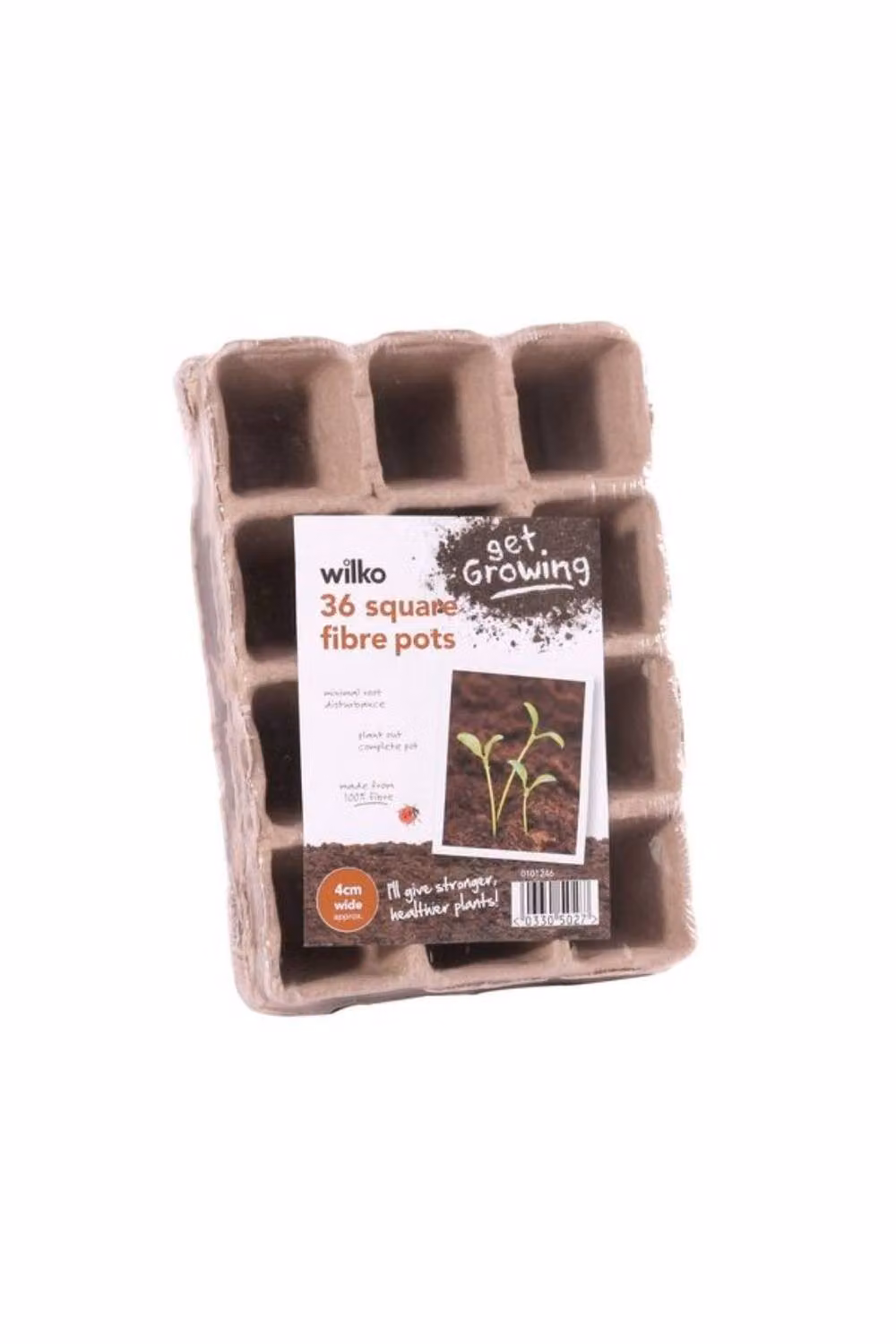 KDMD Brown Fibre Square Planter Pots, 2 Pack of 36, 4 cm – 2