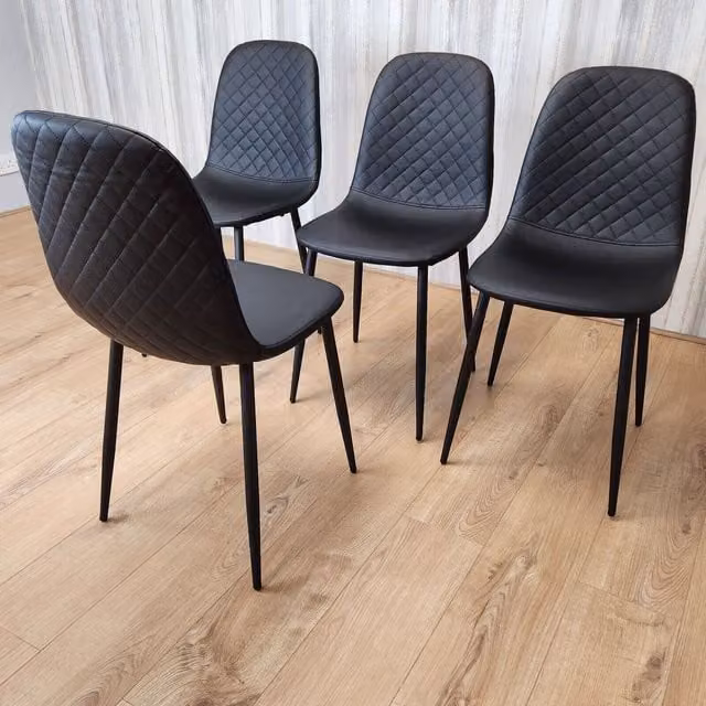 Kosy Koala Set of 4 Gem Modern Dining Chairs in Black Synthetic Leather