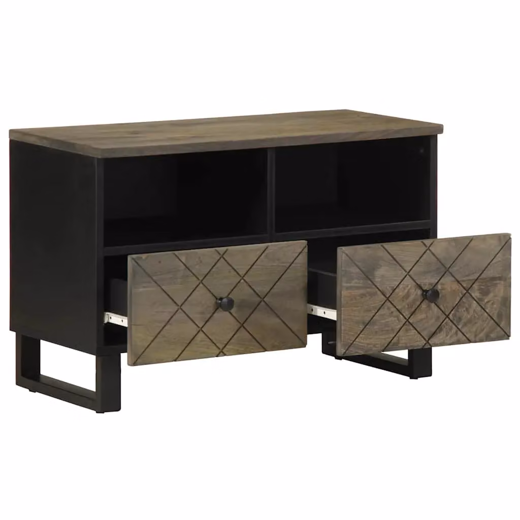 Berkfield Home Black Mango Wood TV Cabinet W/D/H: 70 x 33 x 46 cm – 2