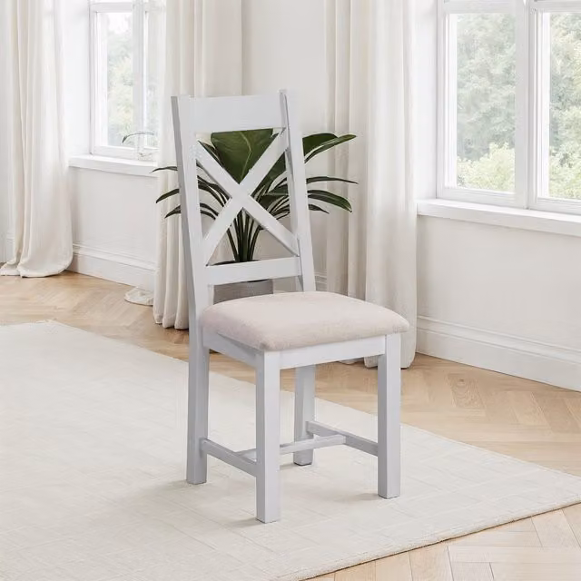 Seconique Classic Oak Dining Chairs in Grey, Pack of 2