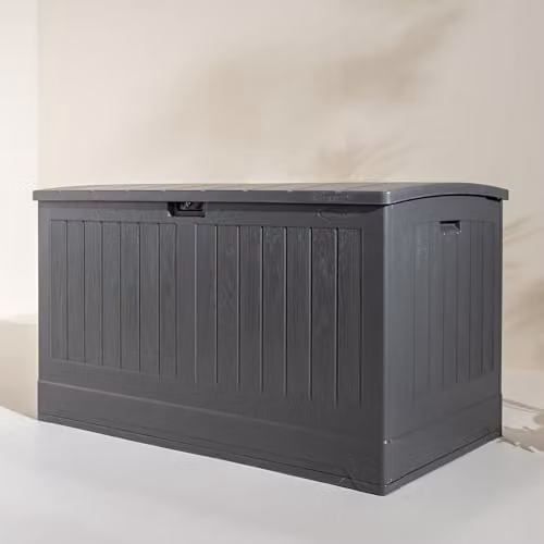 Rowlinson Montana 757L Garden Storage Box in Peppercorn Grey, W/D/H: 146 x 80 x 83 cm