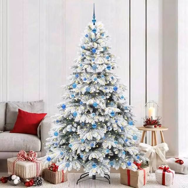 Berkfield Home Artificial Green Christmas Tree with 300 Warm White LEDs, Height: 210 cm