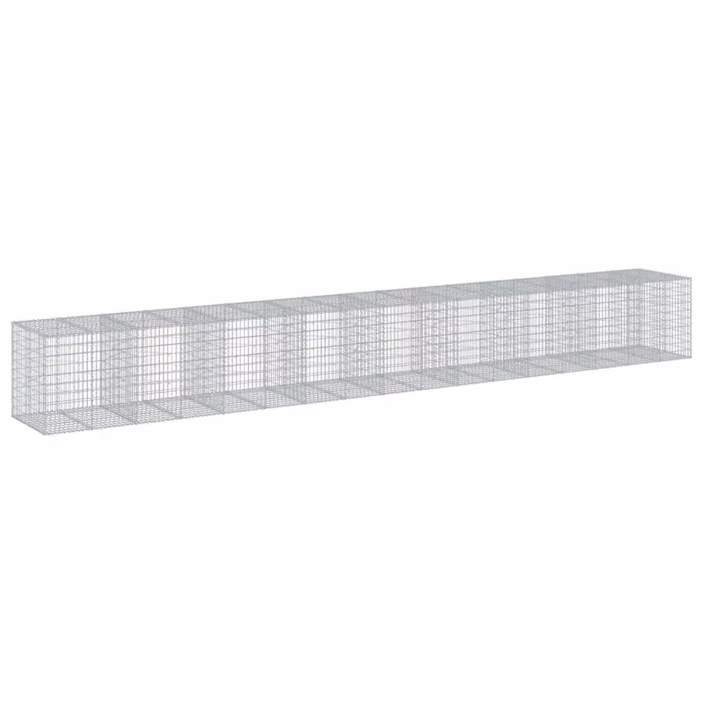 Berkfield Home Galvanised Steel Gabion Basket with Cover in Silver, W/D/H: 950 x 100 x 100 cm – 2