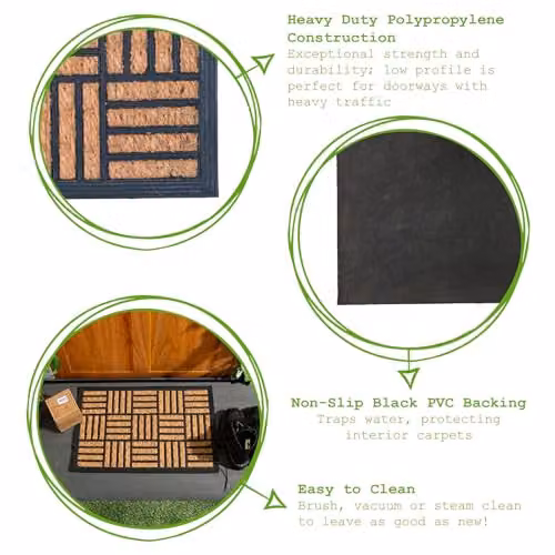 Nicola Spring Heavy Duty Mosaic Door Mat, Black, W/D: 60 x 40 cm – 4