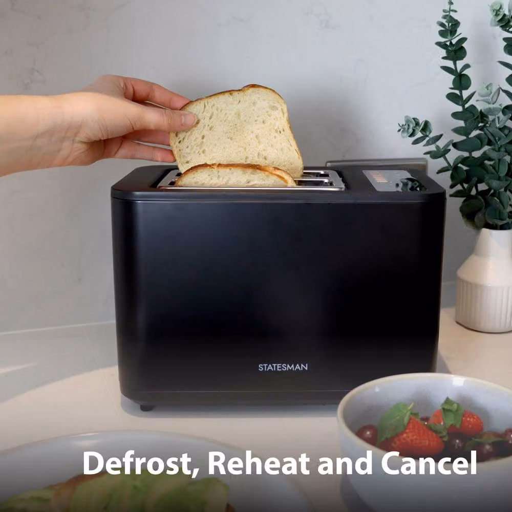 Statesman 900W Digital 2-Slice Toaster with LED Timer Display, Touch Control Panel and Cable Storage, Black – 6