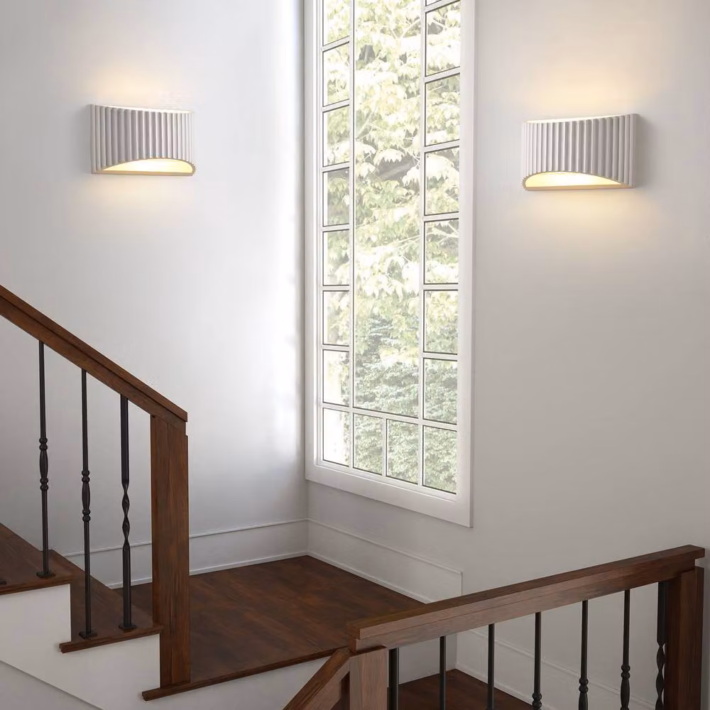 Harper Living Modern White Ceramic Wave Pattern Up and Down Wall Light with G9 Cap – 2