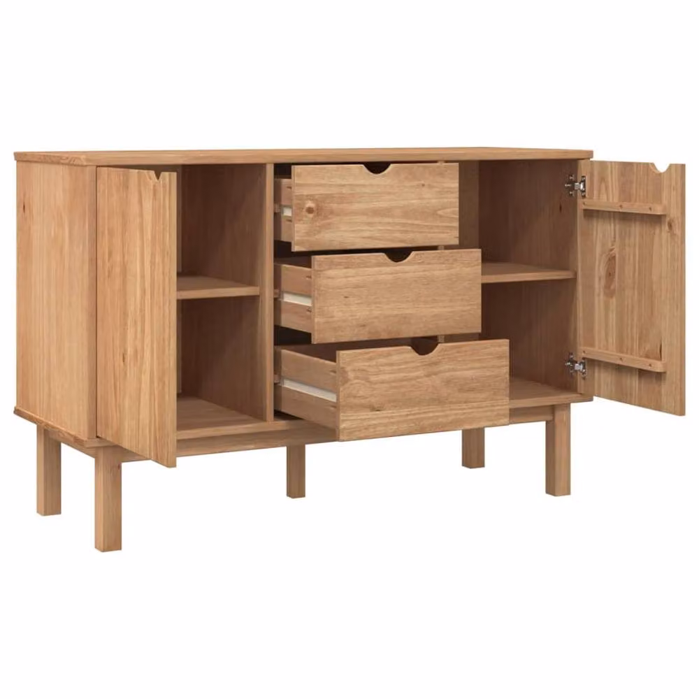 Berkfield Home OTTA Sideboard in Brown Solid Pine Wood, W/D/H: 113.5 x 43 x 73 cm – 3