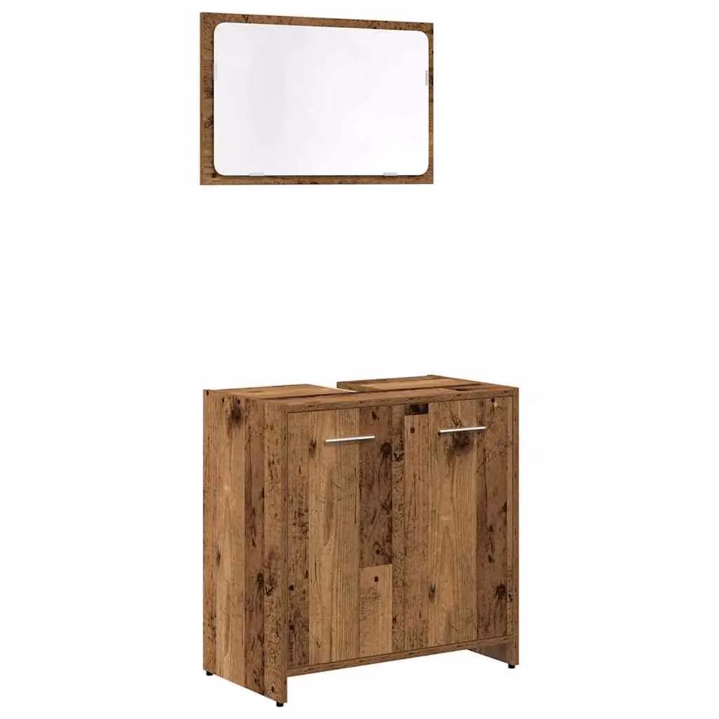 Berkfield Home 3 Piece Rustic Brown Bathroom Furniture Set – 3