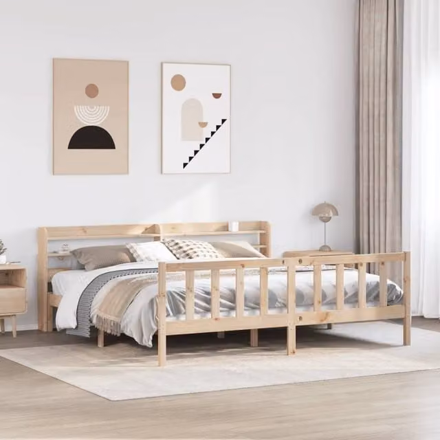 Berkfield Home Super King Bed Frame in Brown Solid Pine Wood W/D/H: 180 x 200 cm – 1