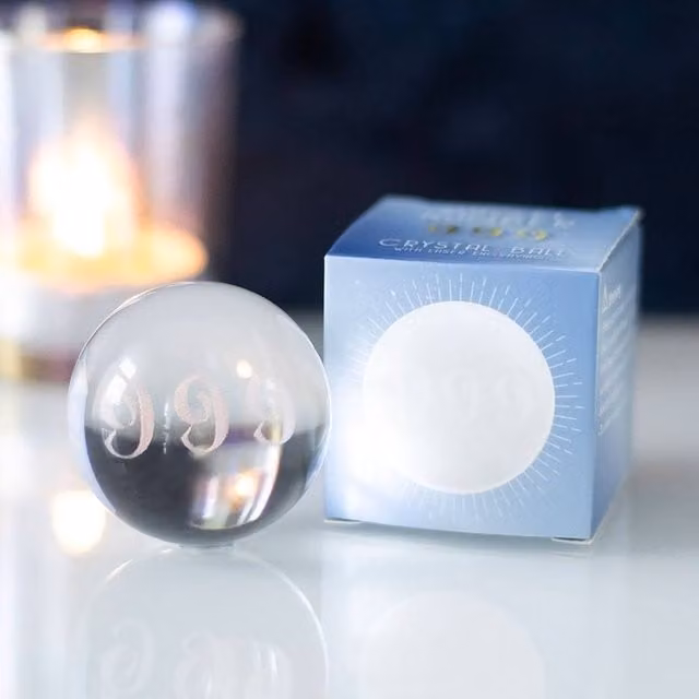 Uniqueful 999 Angel Number Transparent Glass Crystal Ball for Tabletop Display