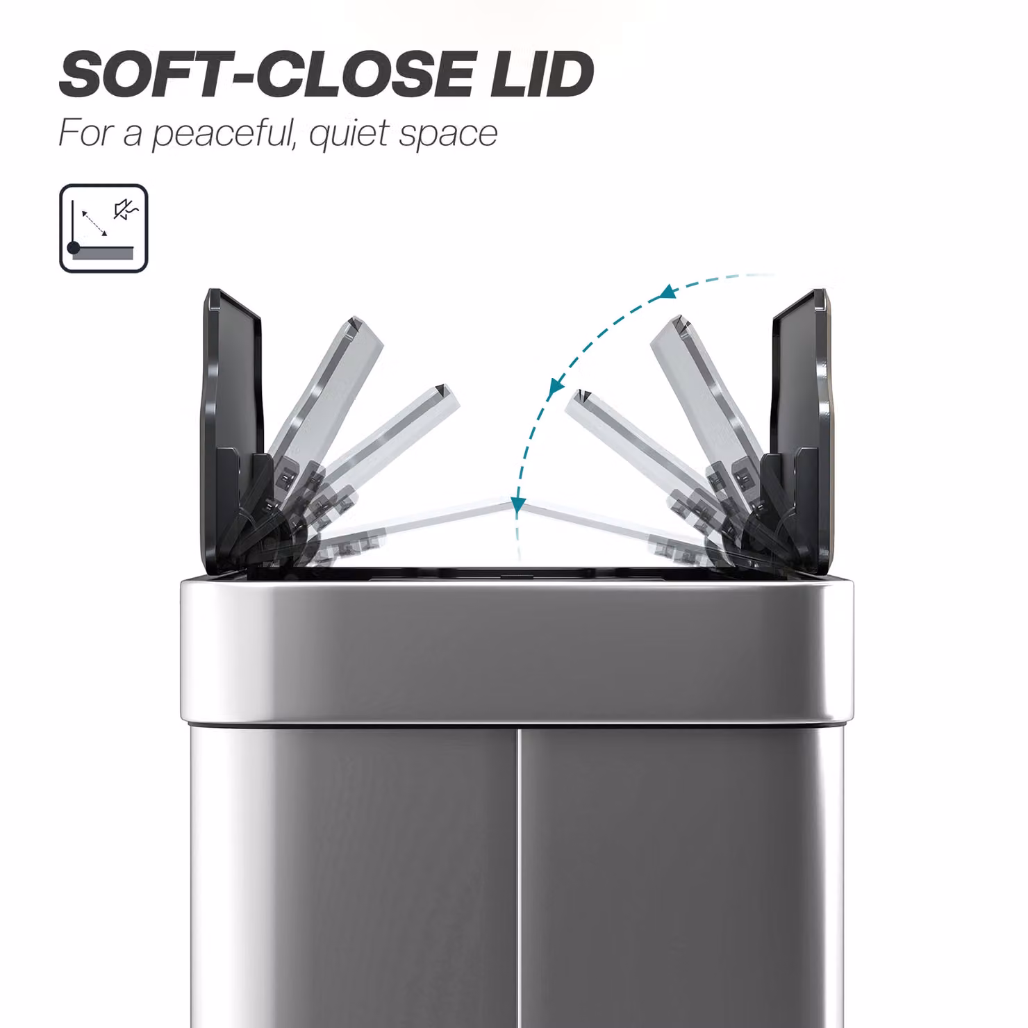 HOMCOM 55L Sensor Bin, Large Automatic Touchless Stainless Steel Rubbish Bin with Soft-Close Lid, Silver Tone – 5