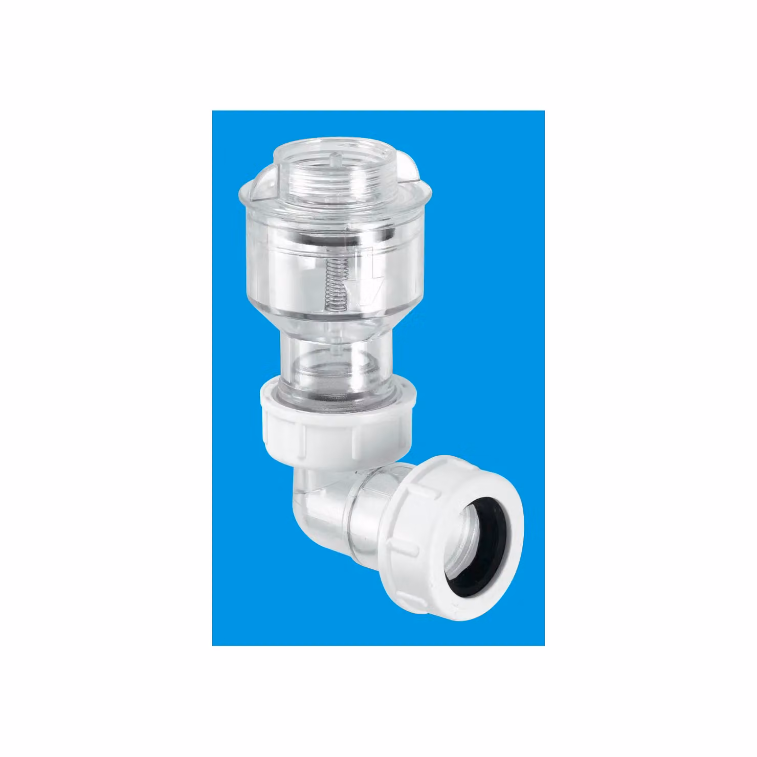 McAlpine Tunvalve with 3/4 inch female thread for WC overflow connection in white and transparent – 2