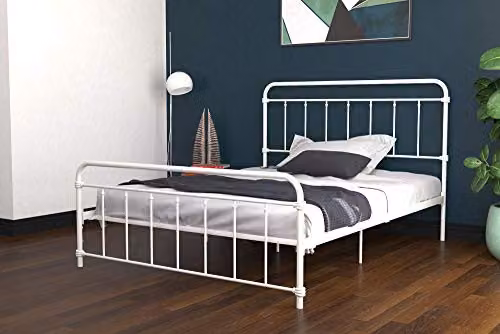DHP Furniture Wallace Vintage Metal Bed in White, W/D/H: 180 x 200 x 117 cm