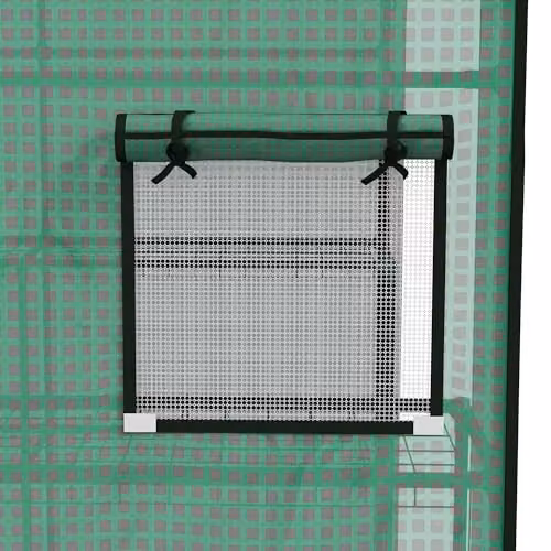 Outsunny Walk-in Greenhouse Cover Replacement with Door and Mesh Windows, Green and White, W/D/H: 140 x 143 x 190 cm – 5