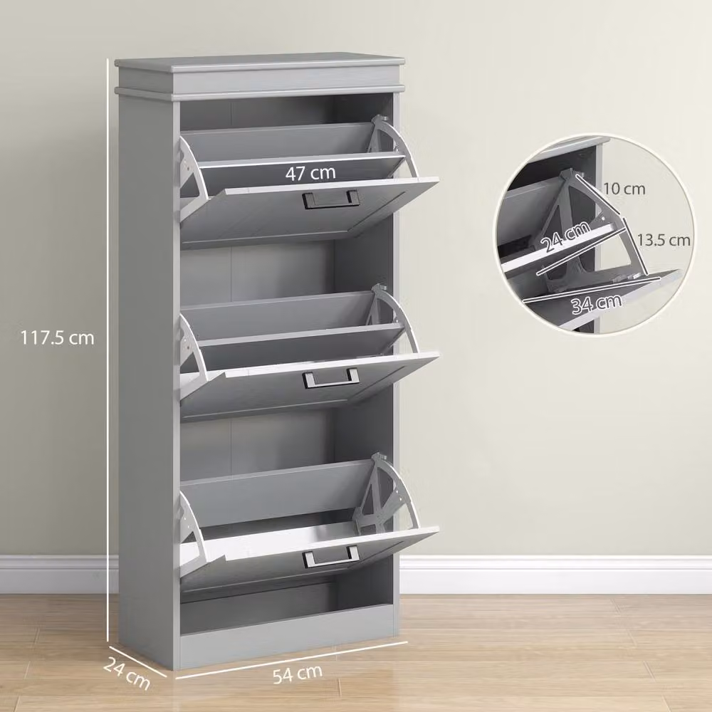 Wyld Haus Keliba Kaha Grey 3 Drawer Slim Shoe Cabinet – 3