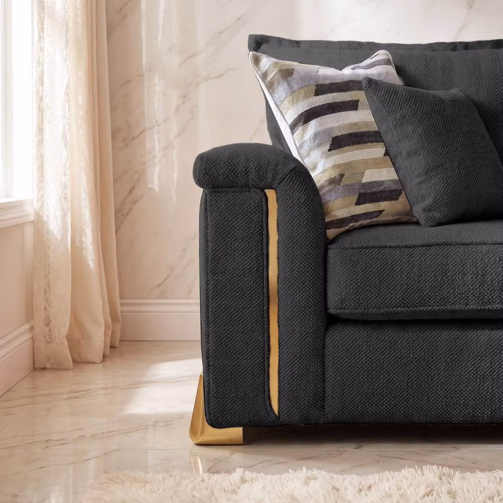 Somnior Deco Arch 3 Seater Sofa in Charcoal Sherpa Columbus Fabric – 2