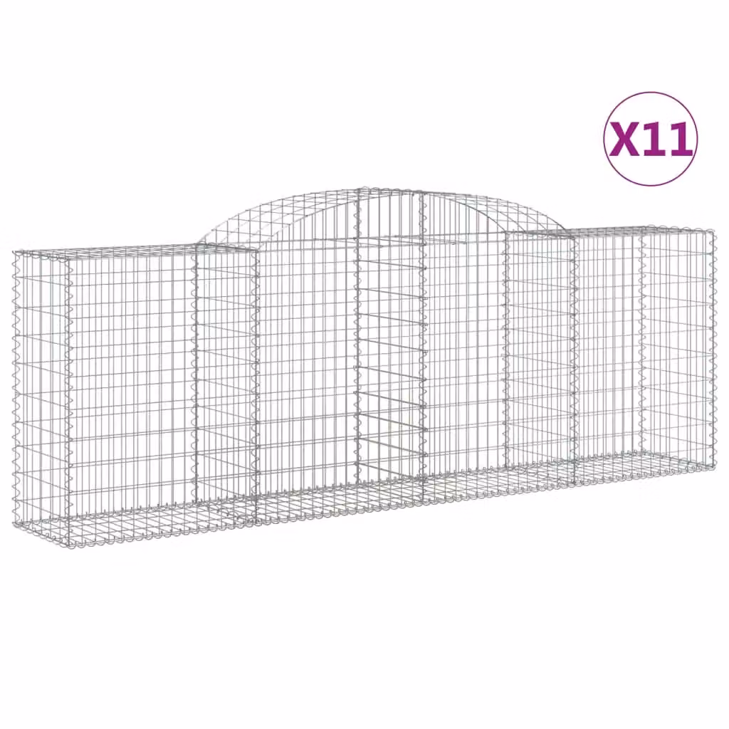 Berkfield Home Arched Gabion Baskets, 11 Piece Set, Silver Galvanised Steel, W: 300 cm, D: 50 cm, H: 100-120 cm – 2