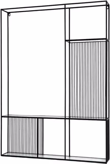 Lemon Pavilion Axis Wall Mounted Shelf Unit with Glass Shelves, Black, W: 80 cm, D: 12 cm, H: 110 cm