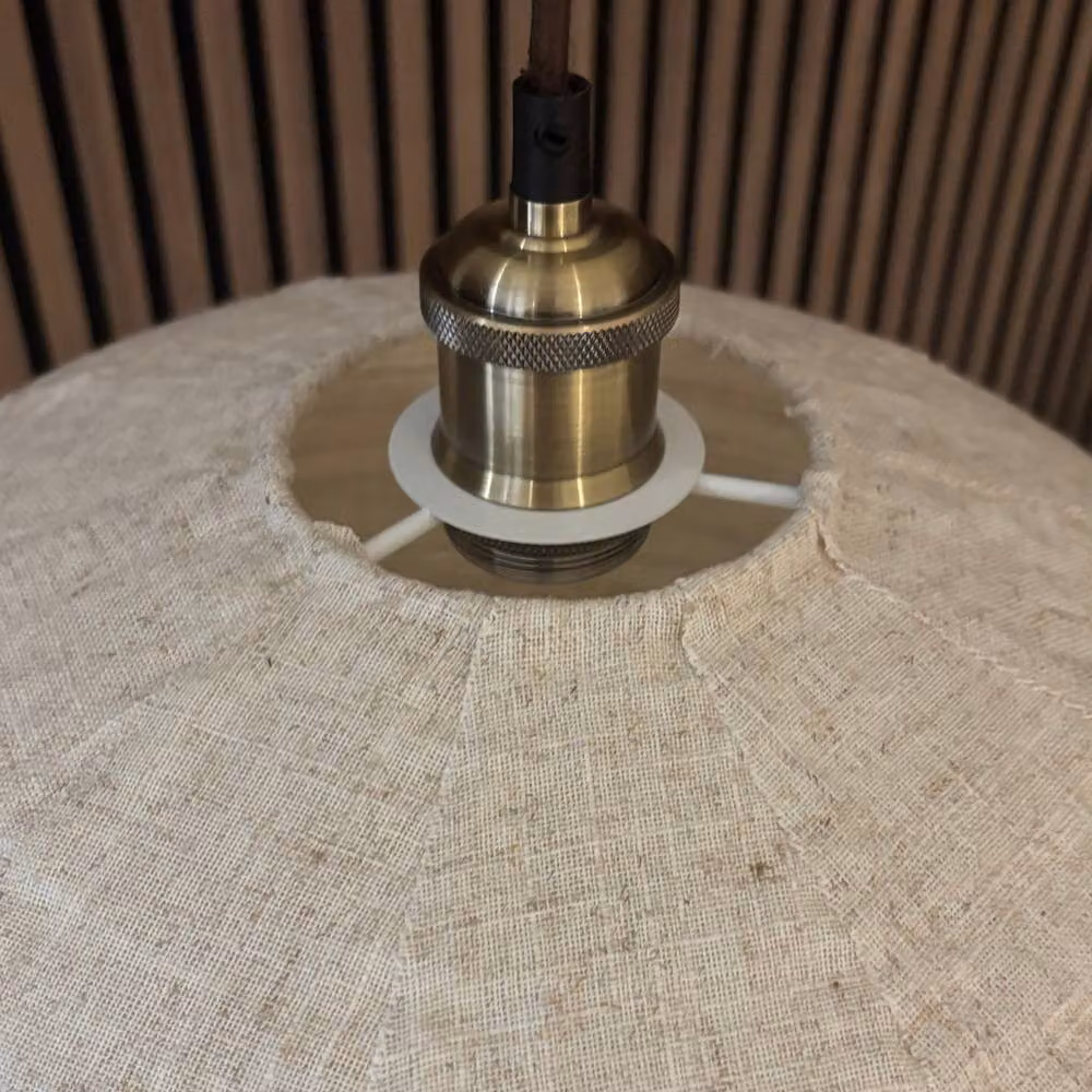 CGC Lighting Sybil Handmade Linen Easy Fit Round Globe Lampshade in Beige, Diameter: 50 cm – 4