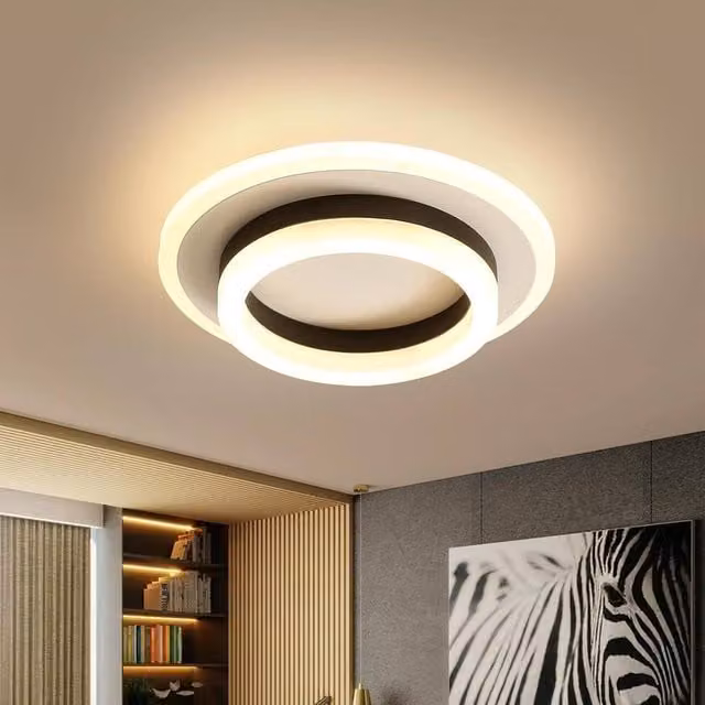 Goeco Modern LED Ring Ceiling Light, 24W, Black, 3000K Warm White – 1