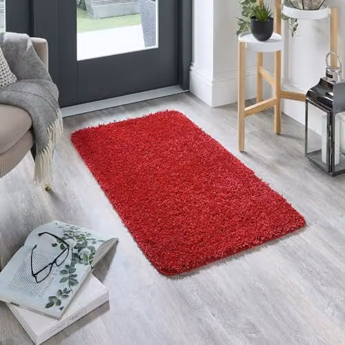My Mat Red Non-Slip Washable Rectangular Shaggy Doormat W: 60 cm, D: 100 cm – 2